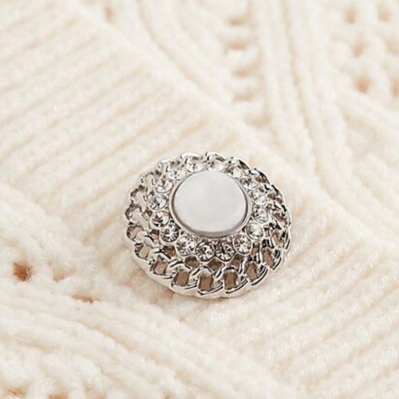 Express Loose Knit Crystal & Pearl Buttoned Cardigan - Picture 14 of 17